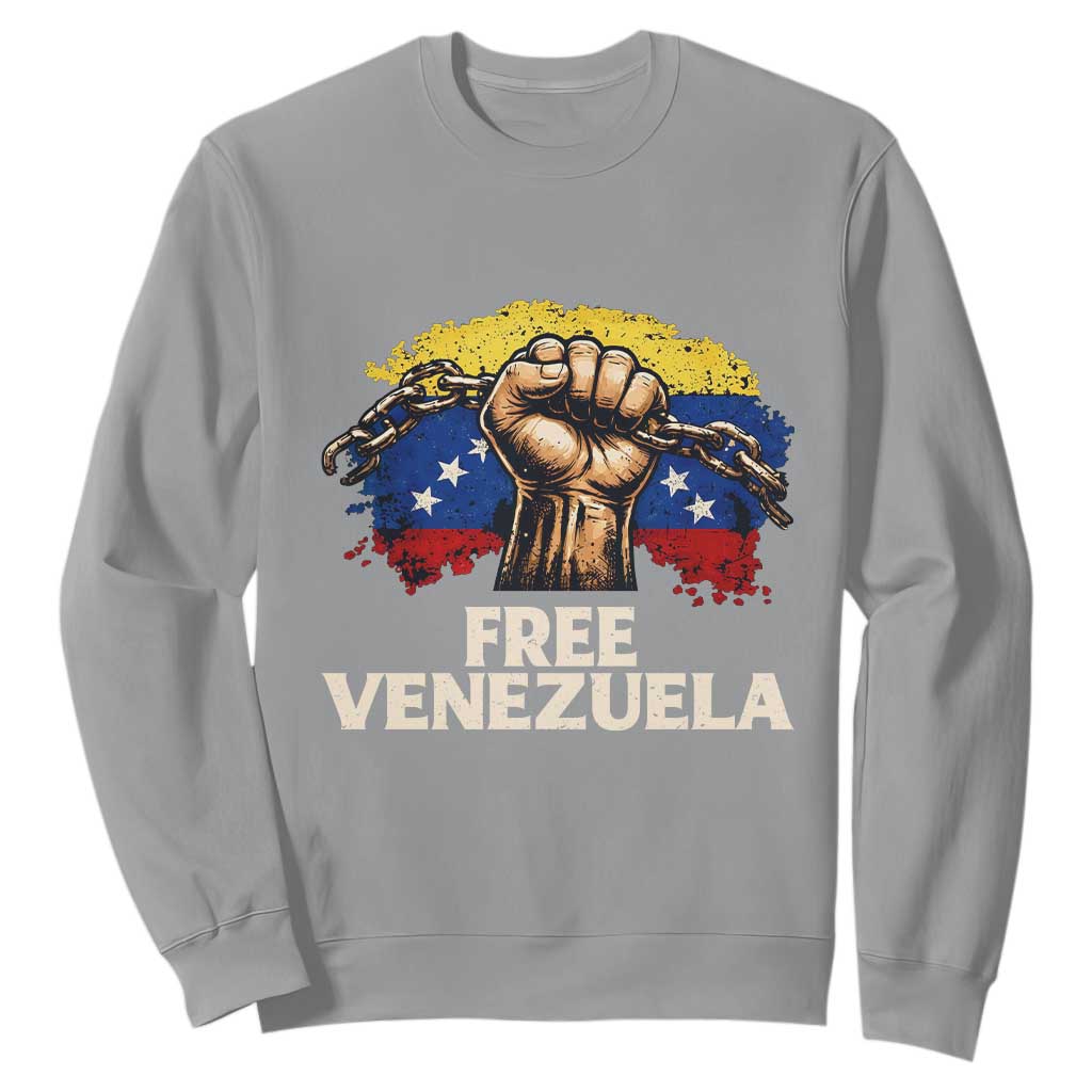 Free Venezuela Flag Chain Breaker Sweatshirt Powerful Liberation for Liberation Supporters TS02 Sport Gray Print Your Wear