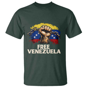 Free Venezuela Flag Chain Breaker T Shirt Powerful Liberation for Liberation Supporters TS02 Dark Forest Green Print Your Wear