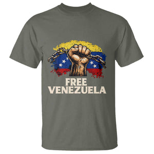 Free Venezuela Flag Chain Breaker T Shirt Powerful Liberation for Liberation Supporters TS02 Military Green Print Your Wear