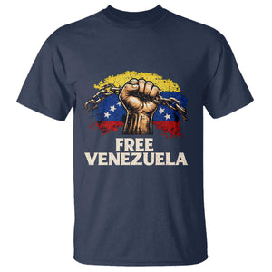 Free Venezuela Flag Chain Breaker T Shirt Powerful Liberation for Liberation Supporters TS02 Navy Print Your Wear