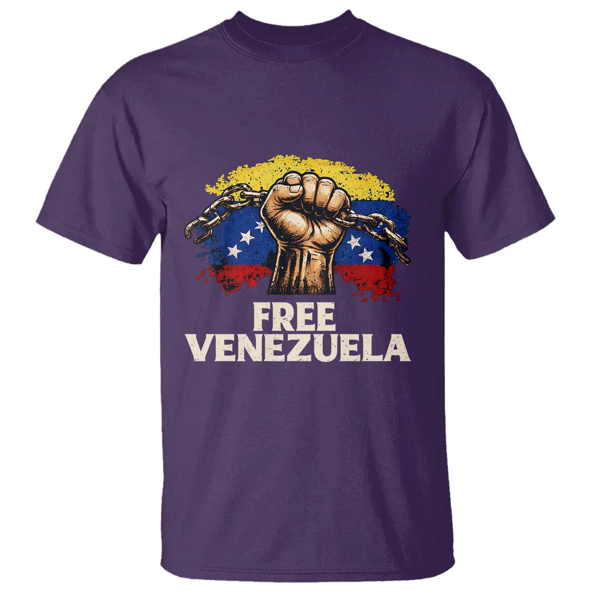 Free Venezuela Flag Chain Breaker T Shirt Powerful Liberation for Liberation Supporters TS02 Purple Print Your Wear