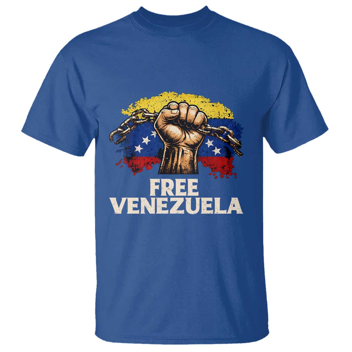 Free Venezuela Flag Chain Breaker T Shirt Powerful Liberation for Liberation Supporters TS02 Royal Blue Print Your Wear