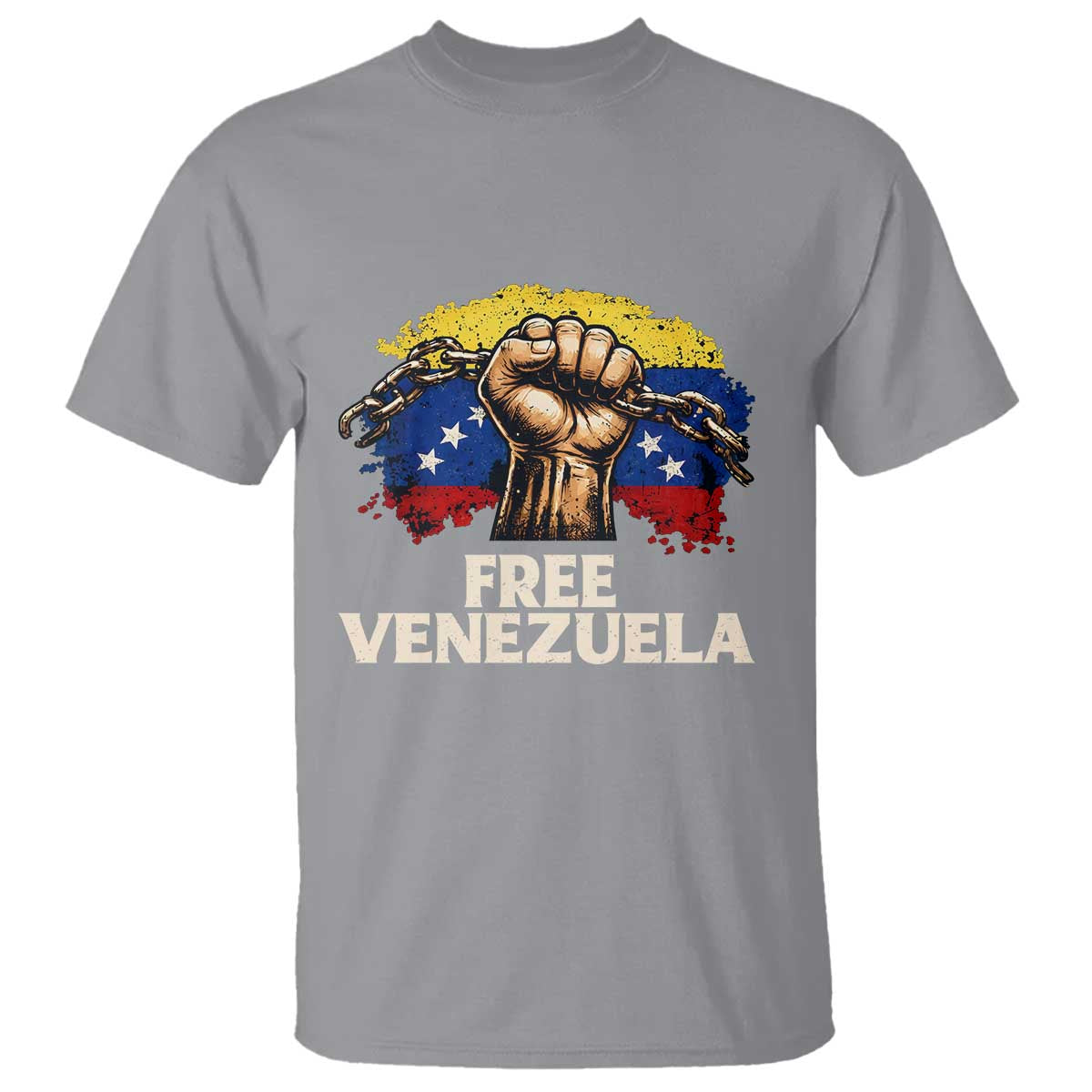 Free Venezuela Flag Chain Breaker T Shirt Powerful Liberation for Liberation Supporters TS02 Sport Gray Print Your Wear
