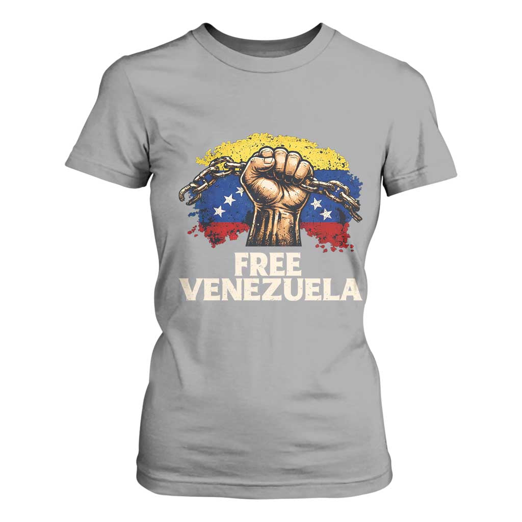 Free Venezuela Flag Chain Breaker T Shirt For Women Powerful Liberation for Liberation Supporters TS02 Sport Gray Print Your Wear