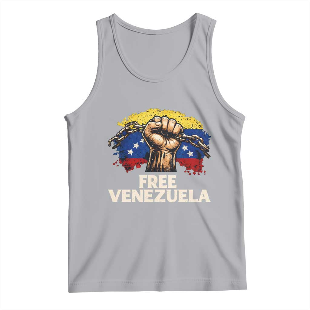 Free Venezuela Flag Chain Breaker Tank Top Powerful Liberation for Liberation Supporters TS02 Athletic Heather Print Your Wear