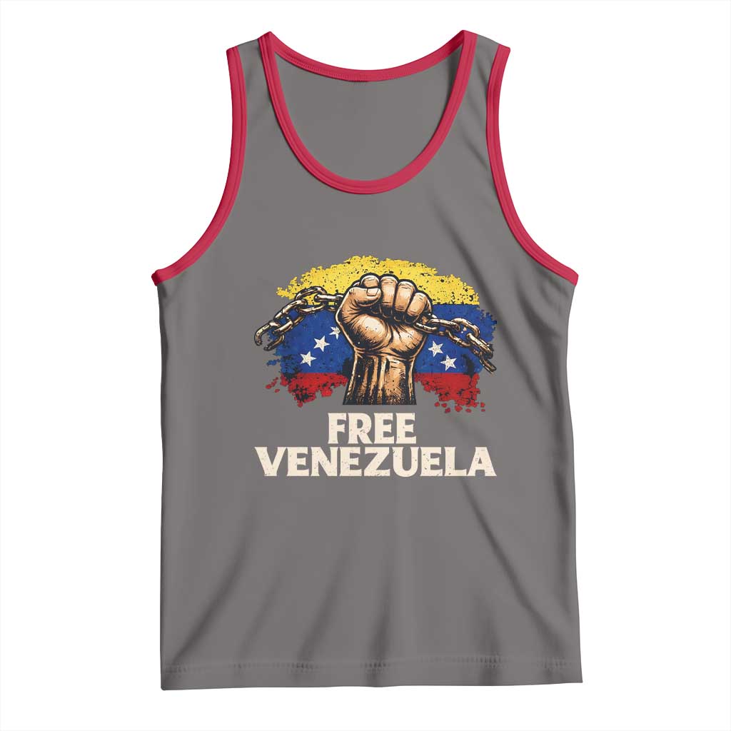 Free Venezuela Flag Chain Breaker Tank Top Powerful Liberation for Liberation Supporters TS02 Deep Heather Red Print Your Wear