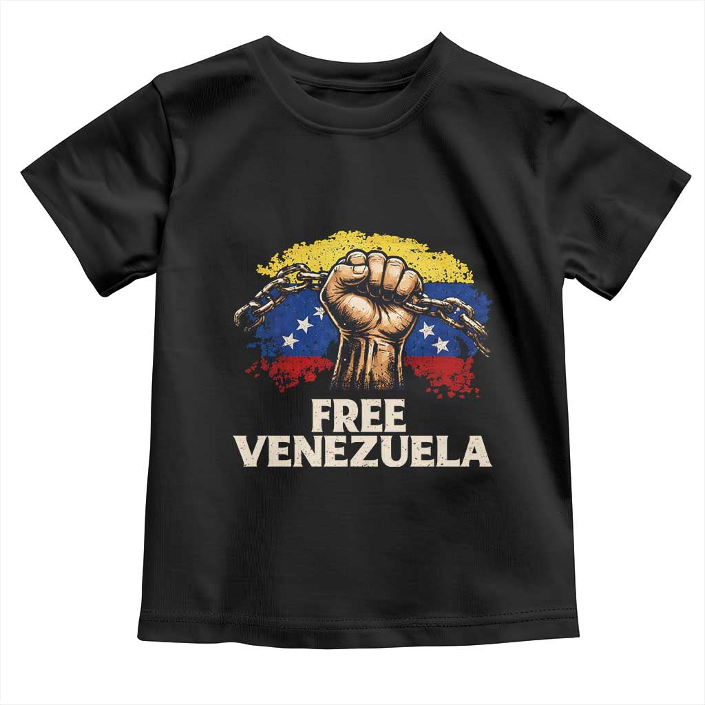 Free Venezuela Flag Chain Breaker Toddler T Shirt Powerful Liberation for Liberation Supporters TS02 Black Print Your Wear