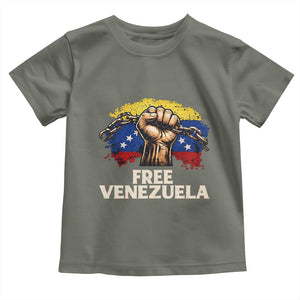 Free Venezuela Flag Chain Breaker Toddler T Shirt Powerful Liberation for Liberation Supporters TS02 Military Green Print Your Wear