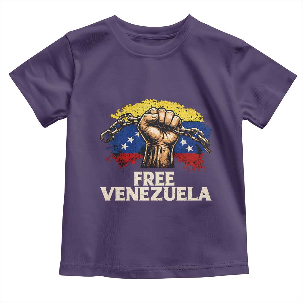 Free Venezuela Flag Chain Breaker Toddler T Shirt Powerful Liberation for Liberation Supporters TS02 Purple Print Your Wear