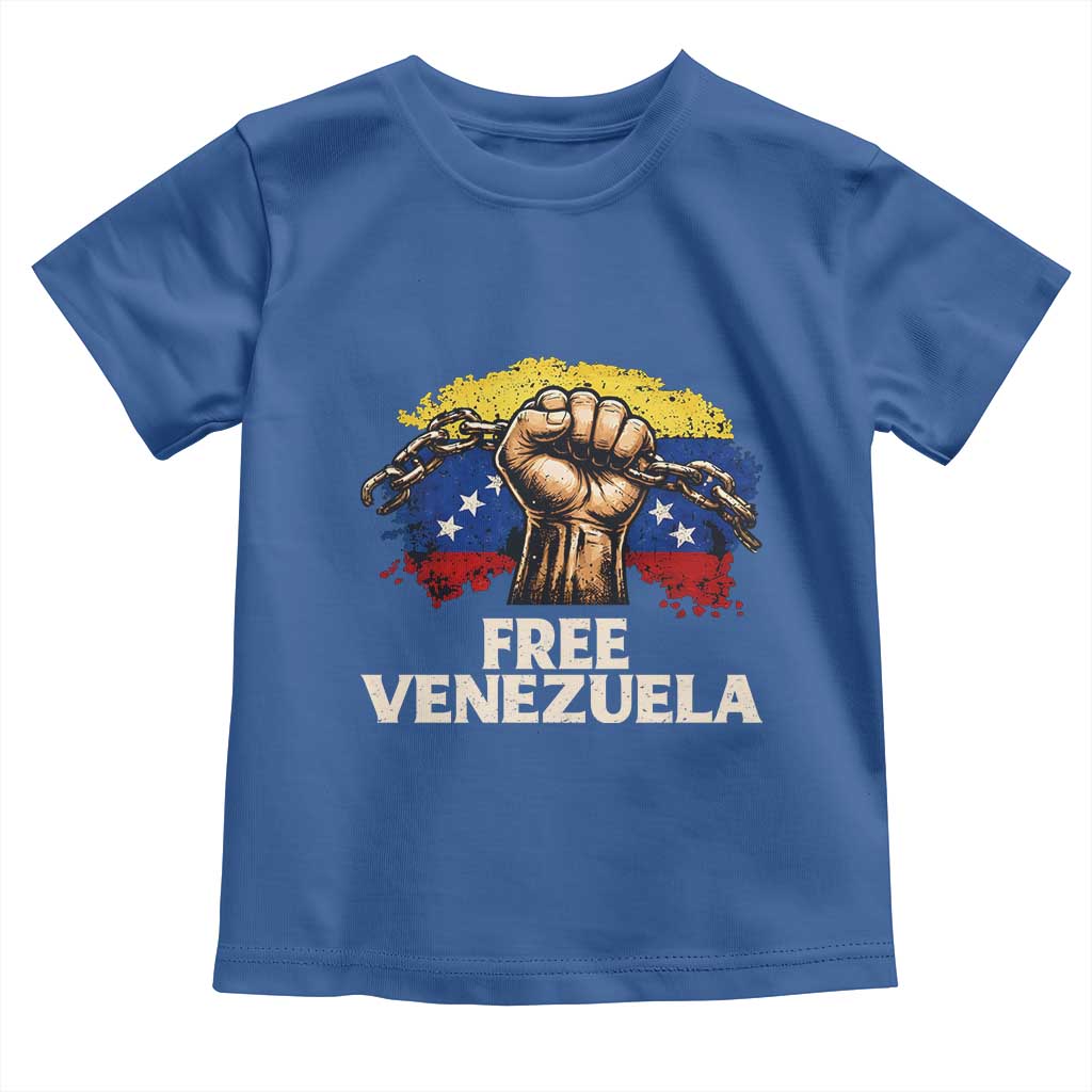 Free Venezuela Flag Chain Breaker Toddler T Shirt Powerful Liberation for Liberation Supporters TS02 Royal Blue Print Your Wear