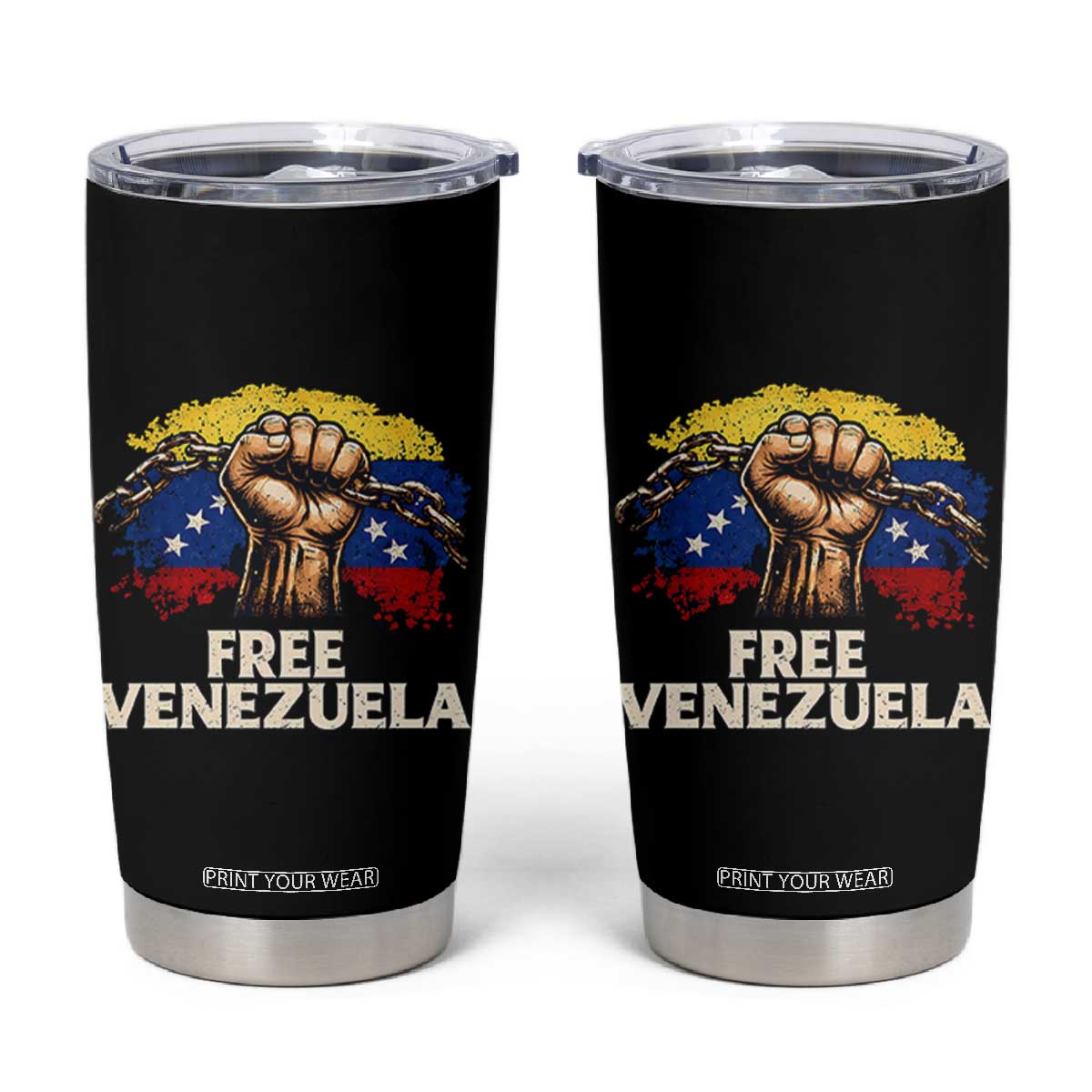 Free Venezuela Flag Chain Breaker Tumbler Cup Powerful Liberation for Liberation Supporters TS02 Black Print Your Wear