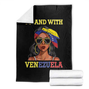 Stand With Venezuela Patriotic Throw Blanket Venezuelan Flag Empowering Afro Latina Messy Bun Bandana TS02 Black Print Your Wear