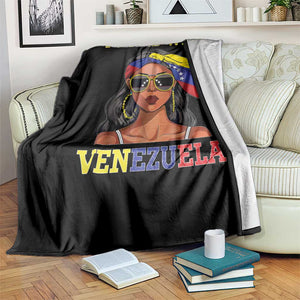 Stand With Venezuela Patriotic Throw Blanket Venezuelan Flag Empowering Afro Latina Messy Bun Bandana TS02 Print Your Wear