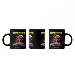 Stand With Venezuela Patriotic Coffee Mug Venezuelan Flag Empowering Afro Latina Messy Bun Bandana TS02 Print Your Wear