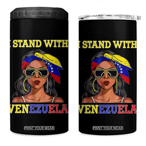Stand With Venezuela Patriotic 4 in 1 Can Cooler Tumbler Venezuelan Flag Empowering Afro Latina Messy Bun Bandana TS02 One Size: 16 oz Black Print Your Wear