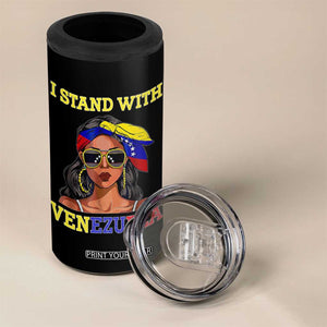 Stand With Venezuela Patriotic 4 in 1 Can Cooler Tumbler Venezuelan Flag Empowering Afro Latina Messy Bun Bandana TS02 Print Your Wear