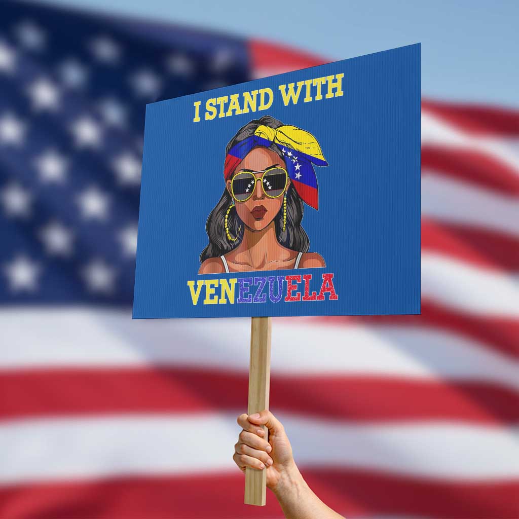 Stand With Venezuela Patriotic Protest Sign Venezuelan Flag Empowering Afro Latina Messy Bun Bandana TS02 Horizontal 18