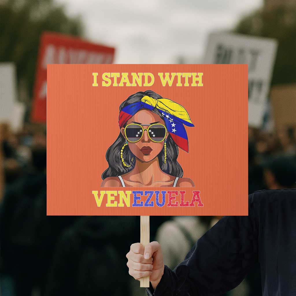 Stand With Venezuela Patriotic Protest Sign Venezuelan Flag Empowering Afro Latina Messy Bun Bandana TS02 Horizontal 18
