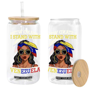 Stand With Venezuela Patriotic Glass Can Venezuelan Flag Empowering Afro Latina Messy Bun Bandana TS02 Print Your Wear