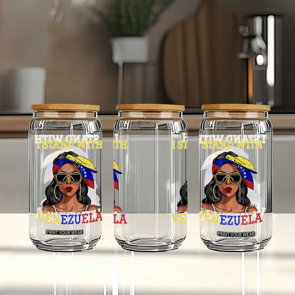 Stand With Venezuela Patriotic Glass Can Venezuelan Flag Empowering Afro Latina Messy Bun Bandana TS02 Print Your Wear