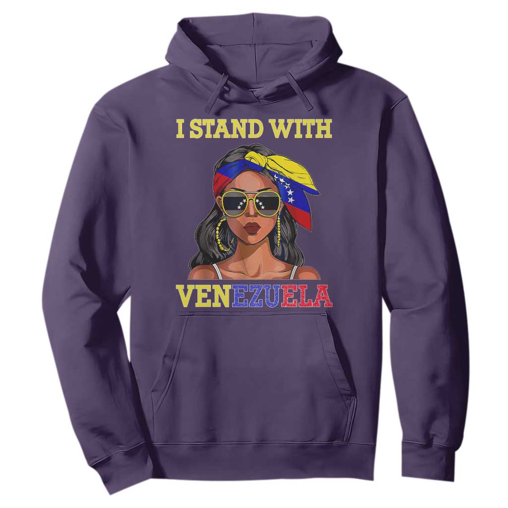 Stand With Venezuela Patriotic Hoodie Venezuelan Flag Empowering Afro Latina Messy Bun Bandana TS02 Purple Print Your Wear
