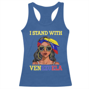 Stand With Venezuela Patriotic Racerback Tank Top Venezuelan Flag Empowering Afro Latina Messy Bun Bandana TS02 Royal Blue Print Your Wear