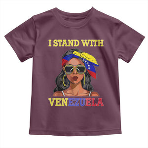Stand With Venezuela Patriotic Toddler T Shirt Venezuelan Flag Empowering Afro Latina Messy Bun Bandana TS02 Maroon Print Your Wear
