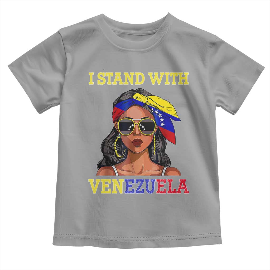 Stand With Venezuela Patriotic Toddler T Shirt Venezuelan Flag Empowering Afro Latina Messy Bun Bandana TS02 Sport Gray Print Your Wear