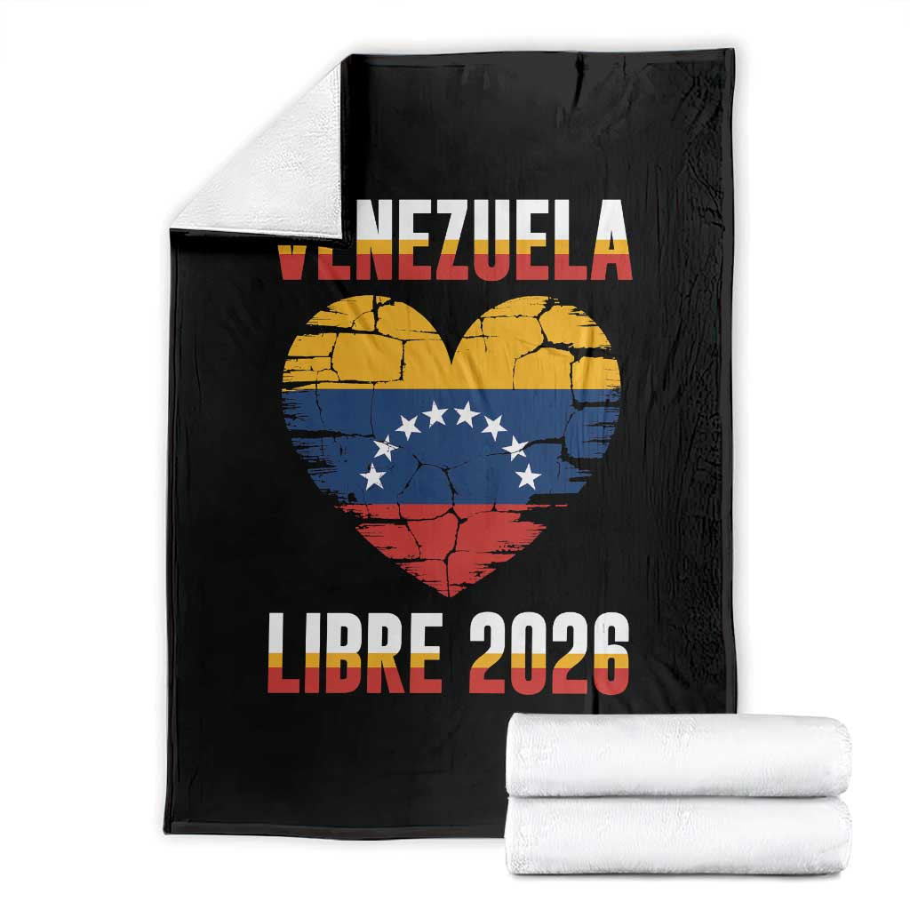 Venezuela Libre 2026 Throw Blanket Venezuelan Flag Heart Freedom and National Pride TS02 Black Print Your Wear