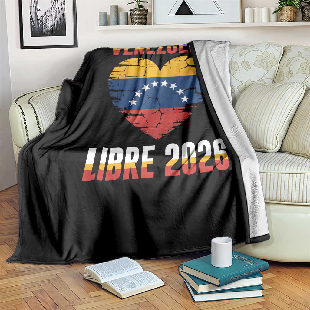 Venezuela Libre 2026 Throw Blanket Venezuelan Flag Heart Freedom and National Pride TS02 Print Your Wear