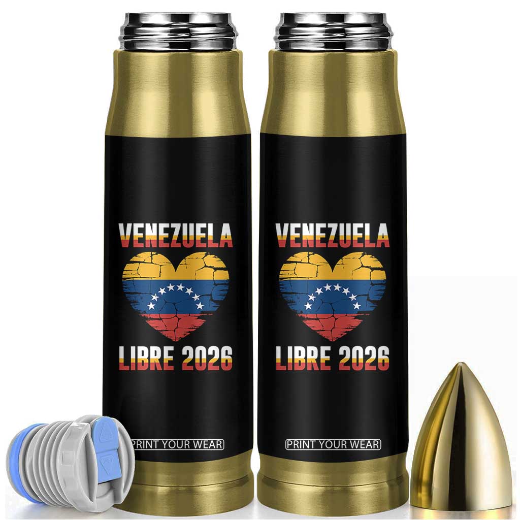 Venezuela Libre 2026 Bullet Tumbler Venezuelan Flag Heart Freedom and National Pride TS02 Black Print Your Wear