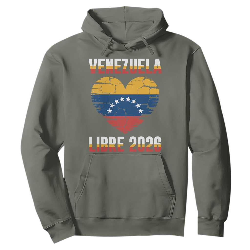 Venezuela Libre 2026 Hoodie Venezuelan Flag Heart Freedom and National Pride TS02 Military Green Print Your Wear