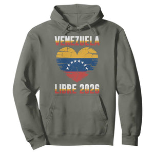 Venezuela Libre 2026 Hoodie Venezuelan Flag Heart Freedom and National Pride TS02 Military Green Print Your Wear