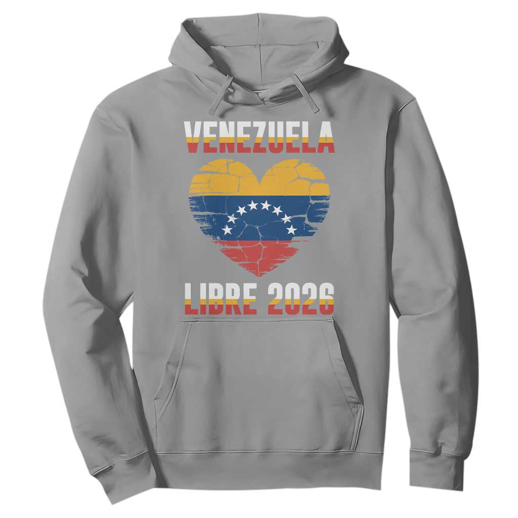 Venezuela Libre 2026 Hoodie Venezuelan Flag Heart Freedom and National Pride TS02 Sport Gray Print Your Wear