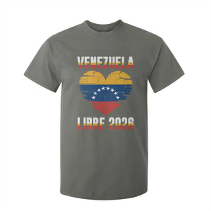 Venezuela Libre 2026 T Shirt For Kid Venezuelan Flag Heart Freedom and National Pride TS02 Military Green Print Your Wear