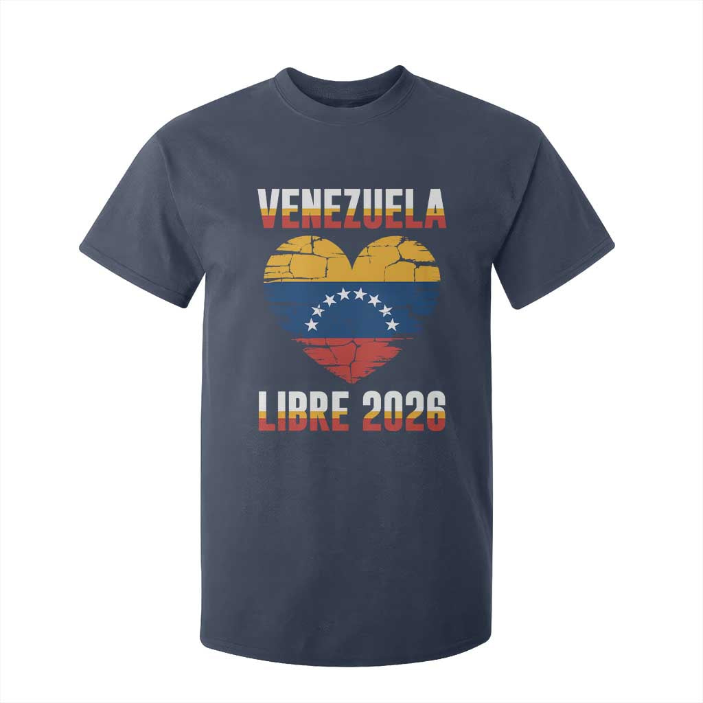 Venezuela Libre 2026 T Shirt For Kid Venezuelan Flag Heart Freedom and National Pride TS02 Navy Print Your Wear