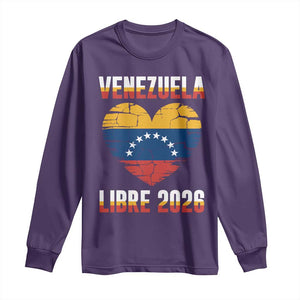 Venezuela Libre 2026 Long Sleeve Shirt Venezuelan Flag Heart Freedom and National Pride TS02 Purple Print Your Wear