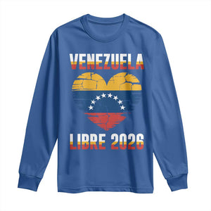 Venezuela Libre 2026 Long Sleeve Shirt Venezuelan Flag Heart Freedom and National Pride TS02 Royal Blue Print Your Wear