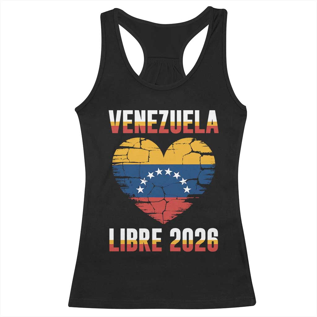 Venezuela Libre 2026 Racerback Tank Top Venezuelan Flag Heart Freedom and National Pride TS02 Black Print Your Wear
