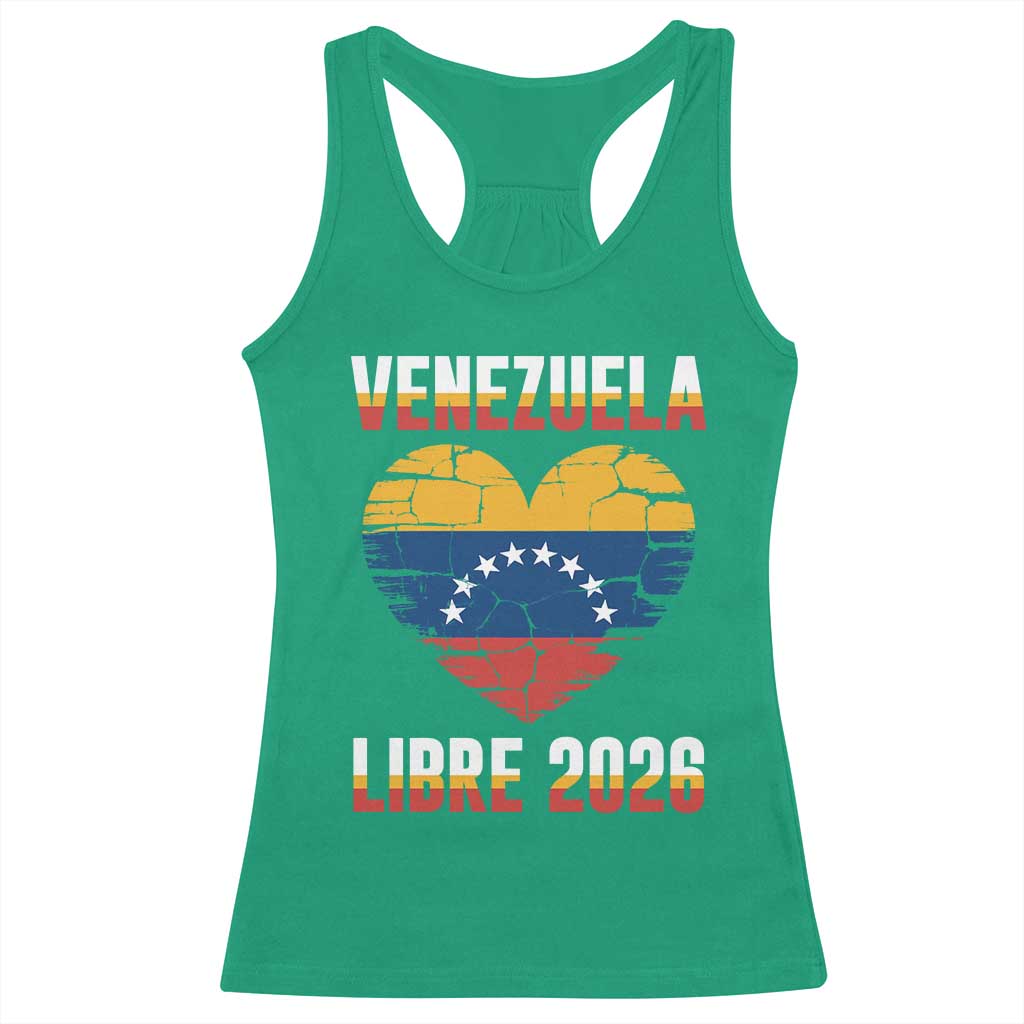 Venezuela Libre 2026 Racerback Tank Top Venezuelan Flag Heart Freedom and National Pride TS02 Irish Green Print Your Wear