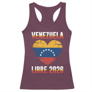 Venezuela Libre 2026 Racerback Tank Top Venezuelan Flag Heart Freedom and National Pride TS02 Maroon Print Your Wear