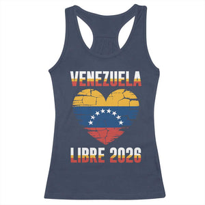 Venezuela Libre 2026 Racerback Tank Top Venezuelan Flag Heart Freedom and National Pride TS02 Navy Print Your Wear