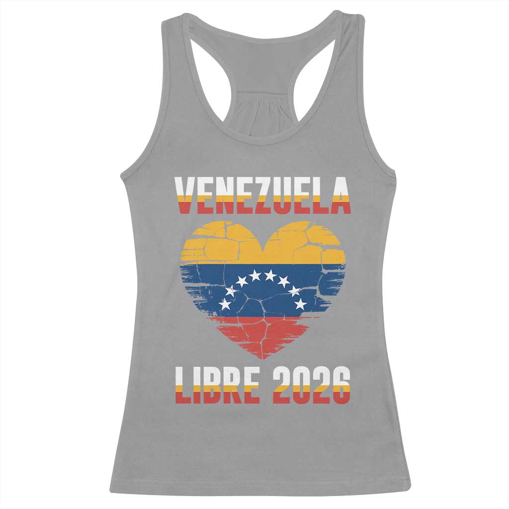 Venezuela Libre 2026 Racerback Tank Top Venezuelan Flag Heart Freedom and National Pride TS02 Sport Gray Print Your Wear