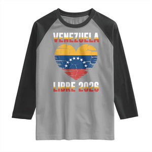 Venezuela Libre 2026 Raglan Shirt Venezuelan Flag Heart Freedom and National Pride TS02 Sport Gray Black Print Your Wear