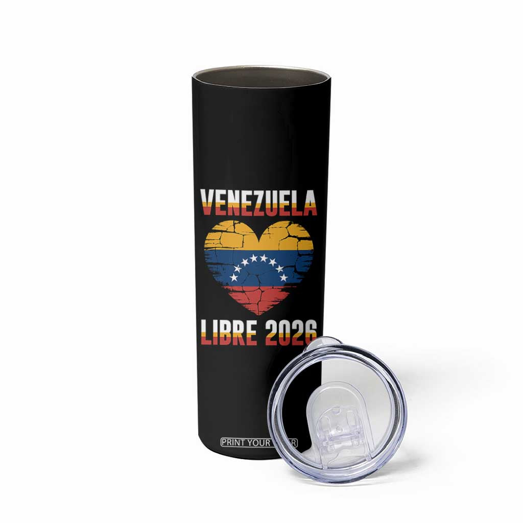 Venezuela Libre 2026 Skinny Tumbler Venezuelan Flag Heart Freedom and National Pride TS02 Print Your Wear