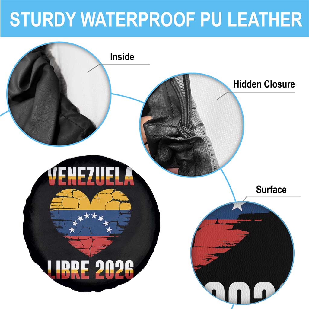 Venezuela Libre 2026 Spare Tire Cover Venezuelan Flag Heart Freedom and National Pride TS02 Print Your Wear