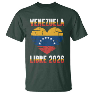 Venezuela Libre 2026 T Shirt Venezuelan Flag Heart Freedom and National Pride TS02 Dark Forest Green Print Your Wear