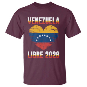 Venezuela Libre 2026 T Shirt Venezuelan Flag Heart Freedom and National Pride TS02 Maroon Print Your Wear