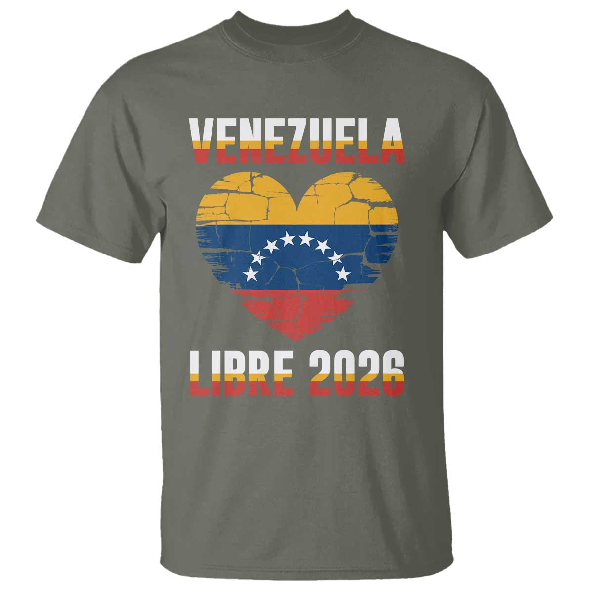 Venezuela Libre 2026 T Shirt Venezuelan Flag Heart Freedom and National Pride TS02 Military Green Print Your Wear