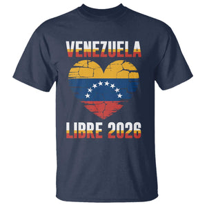 Venezuela Libre 2026 T Shirt Venezuelan Flag Heart Freedom and National Pride TS02 Navy Print Your Wear